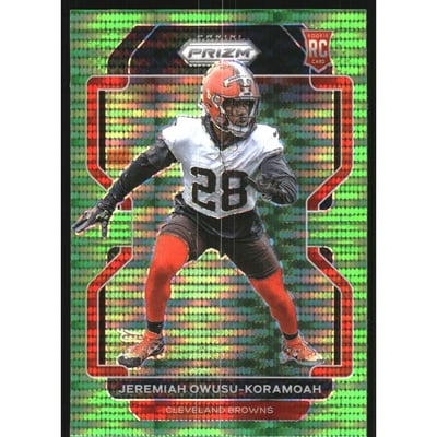 2021 Panini Prizm Prizms Neon Green Pulsar #389 Jeremiah Owusu-Koramoah