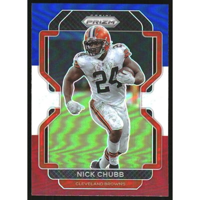 2021 Panini Prizm Prizms Red White and Blue #264 Nick Chubb