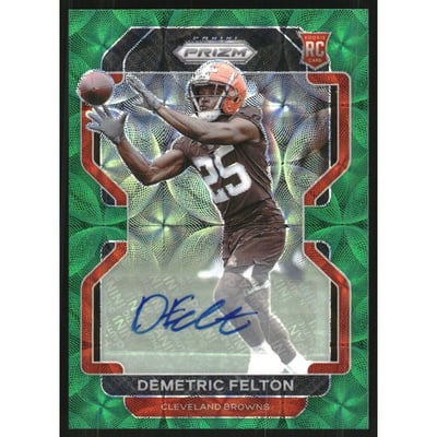 2021 Panini Prizm Rookie Autographs Prizms Green Scope #411 Demetric Felton