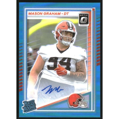 2025 Donruss Optic Rated Rookies Autographs Neon Blue #206 Mason Graham