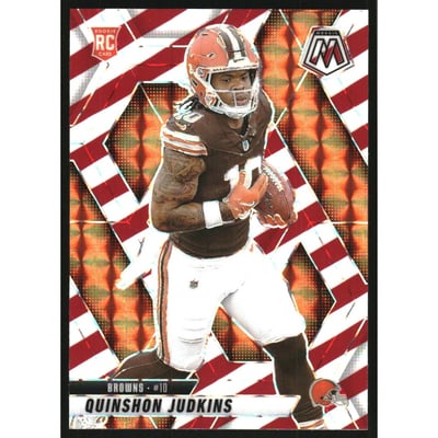 2025 Panini Mosaic Mosaic Red and White Stripe #365 Quinshon Judkins
