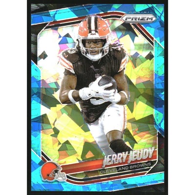 2025 Panini Prizm Prizms Blue Ice #146 Jerry Jeudy