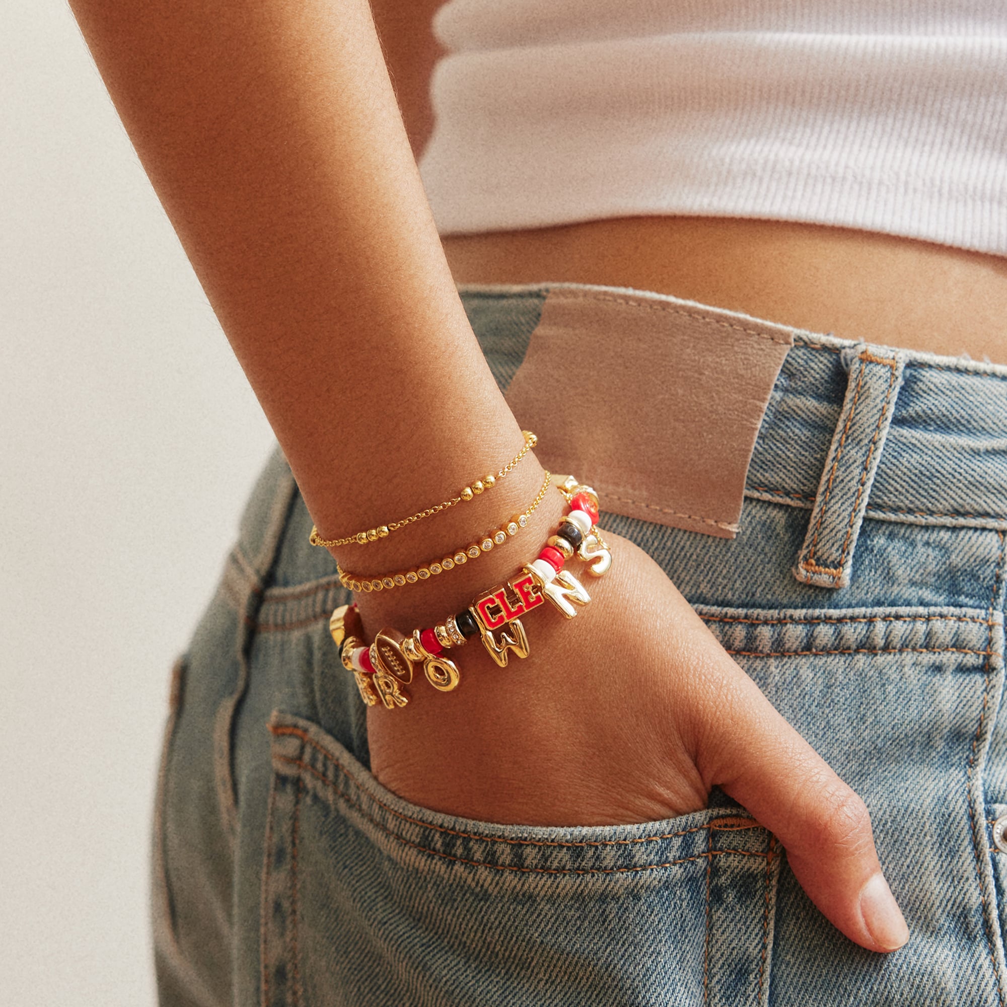 Bracelet perlé BaubleBar à motif Cleveland Browns