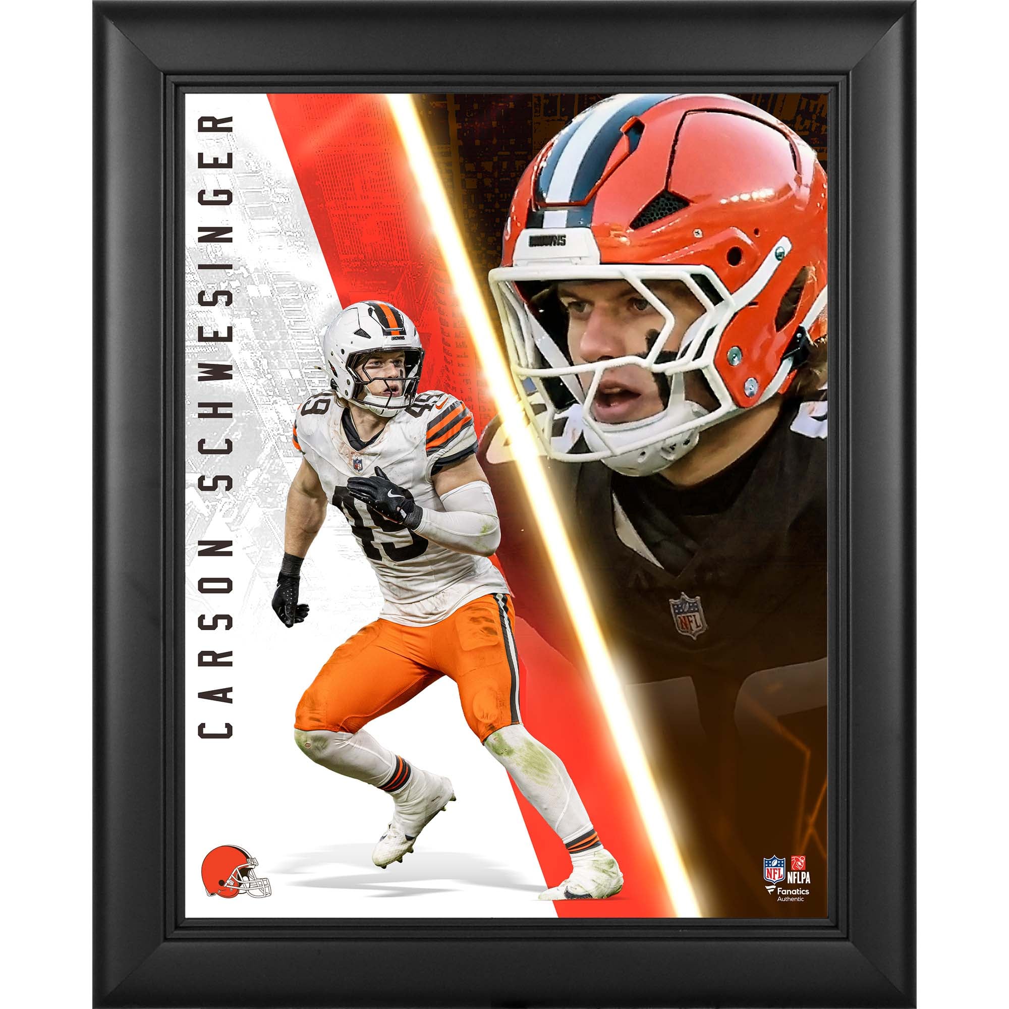 Collage encadré 13" x 16" de Carson Schwesinger, Cleveland Browns