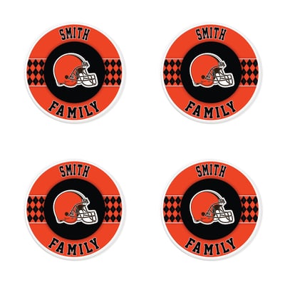 Cleveland Browns 4" Personalized Circular Coasters 4-Pack Set