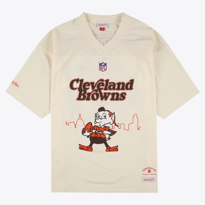 Camiseta del Cleveland Browns Mitchell & Ness Legacy – Crema