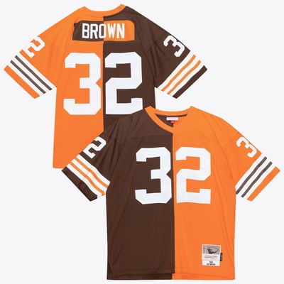 Cleveland Browns Mitchell & Ness Jim Brown 1963 Camiseta Auténtica Split Legacy