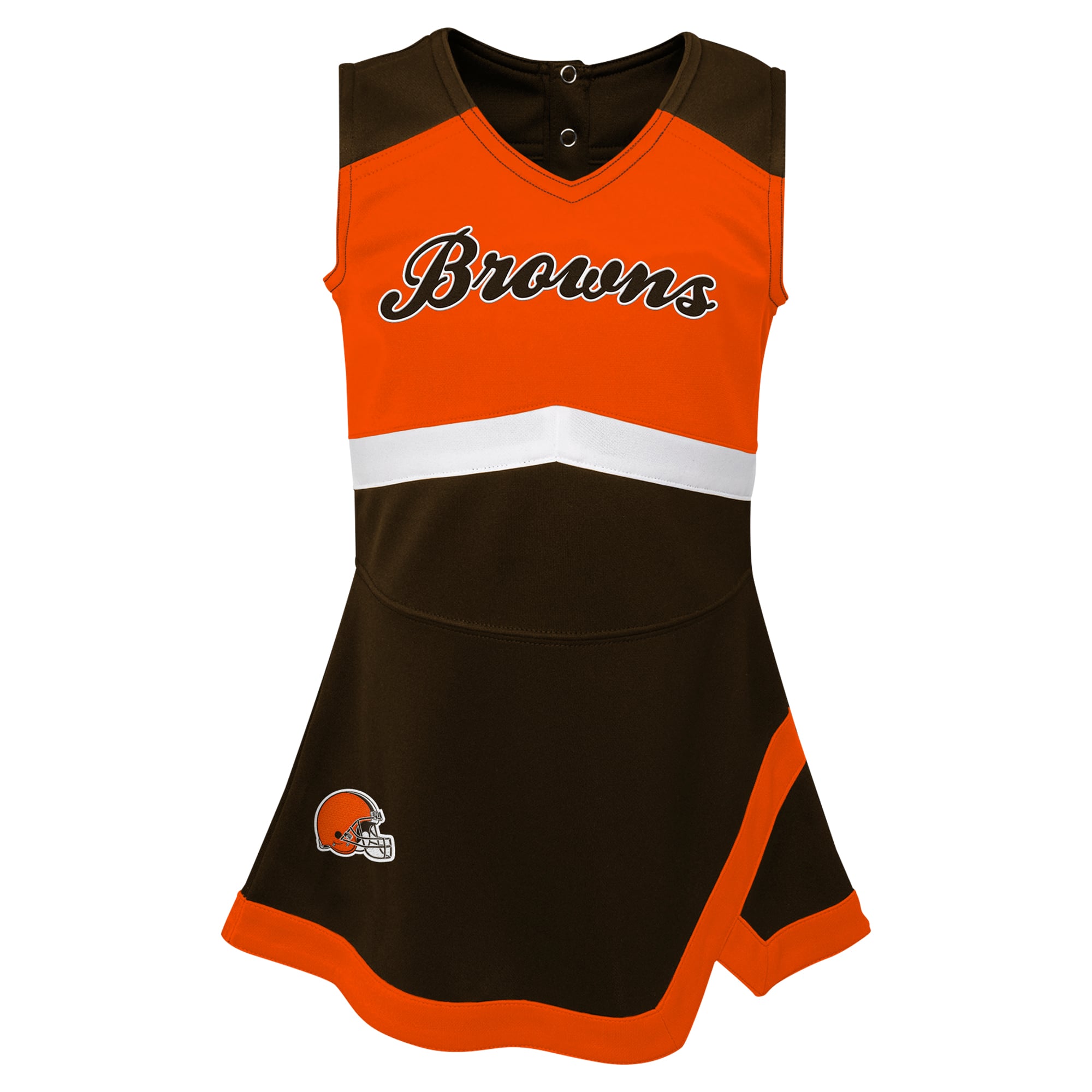 Girls Toddler Brown Cleveland Browns Cheer Captain V-Neck Dress with Bloomers