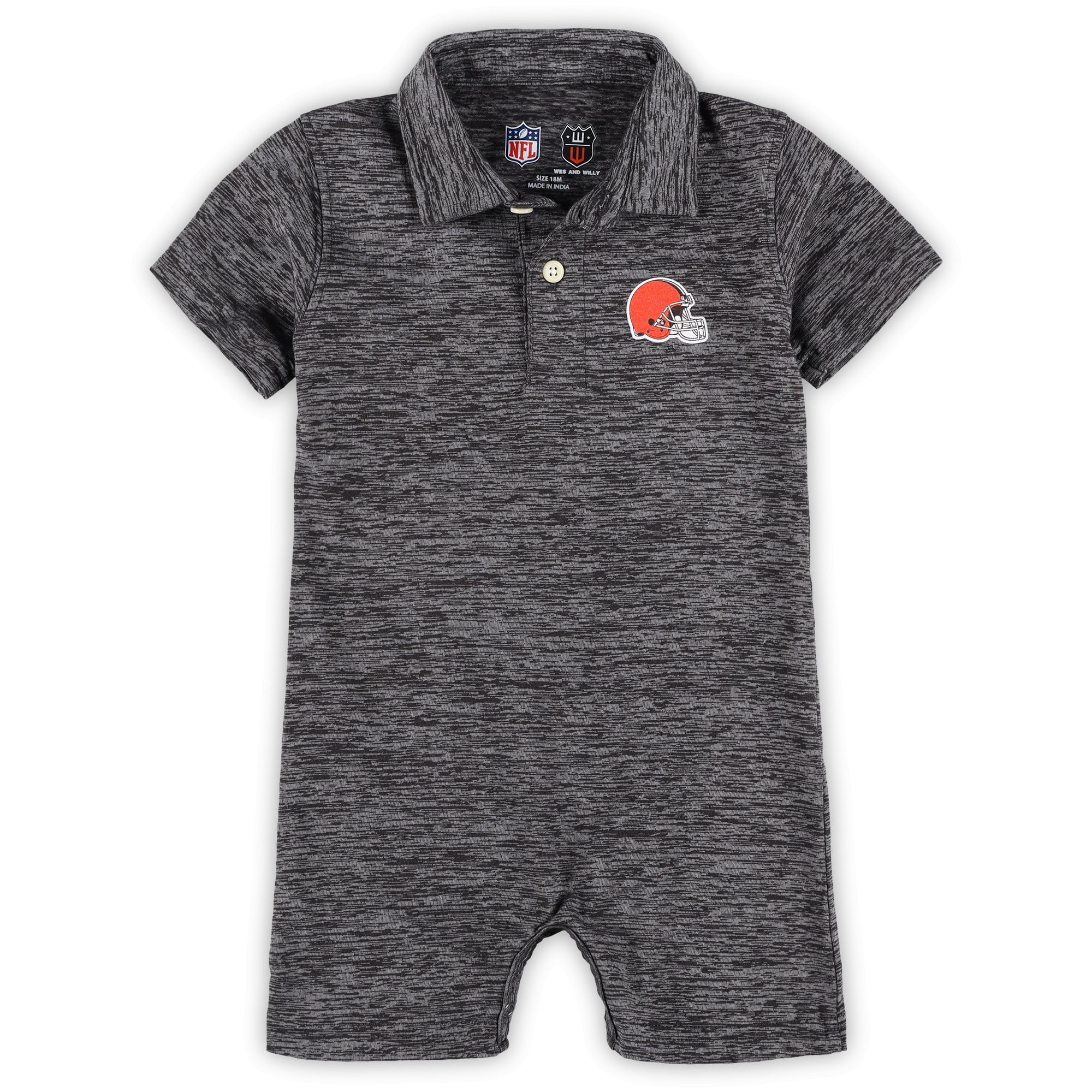 Combinaison polo courte en fil nuageux noir chiné pour bébé Wes & Willy Heather Black Cleveland Browns