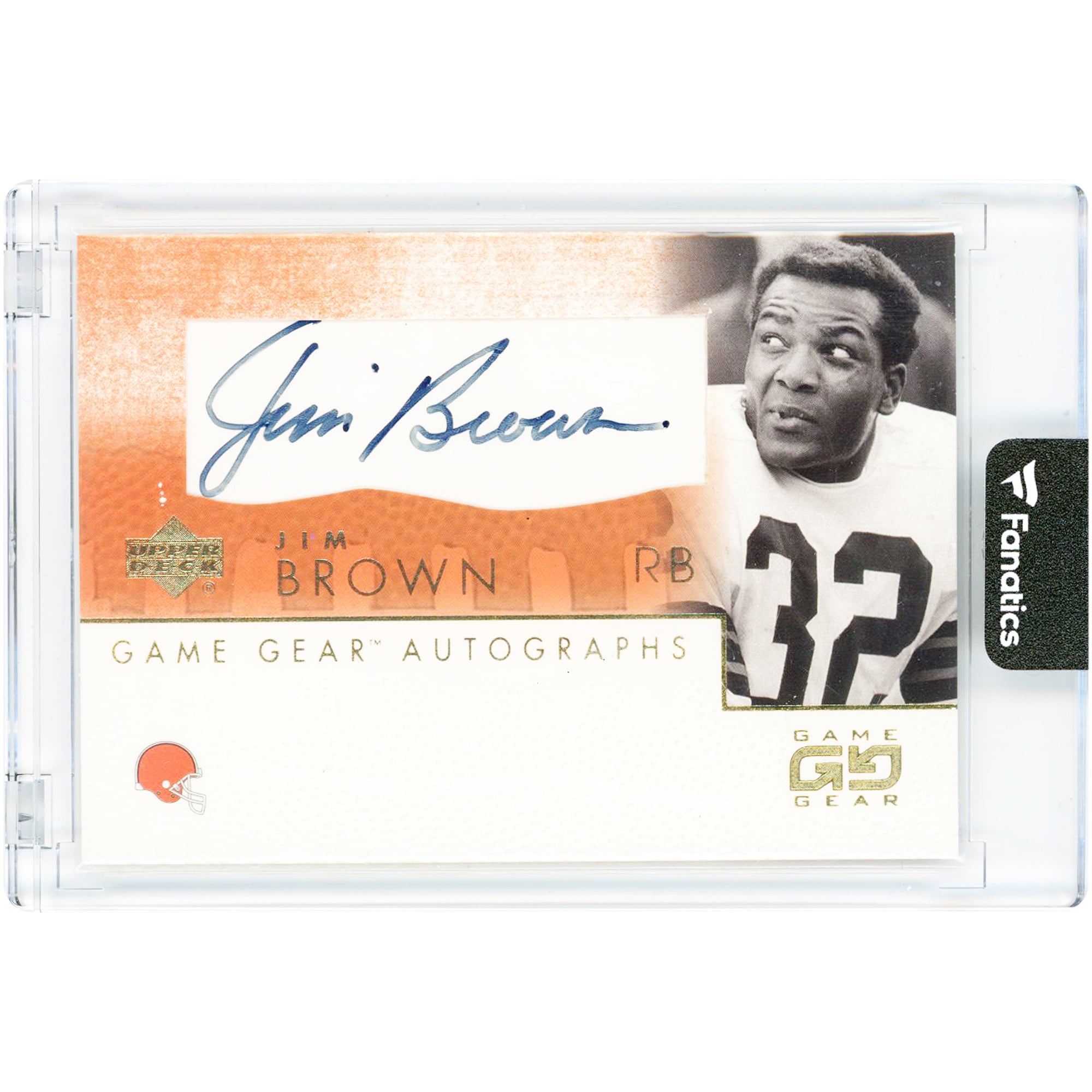 Jim Brown Cleveland Browns Autographed 2001 Upper Deck Game Gear Autographs #JB-GS Card
