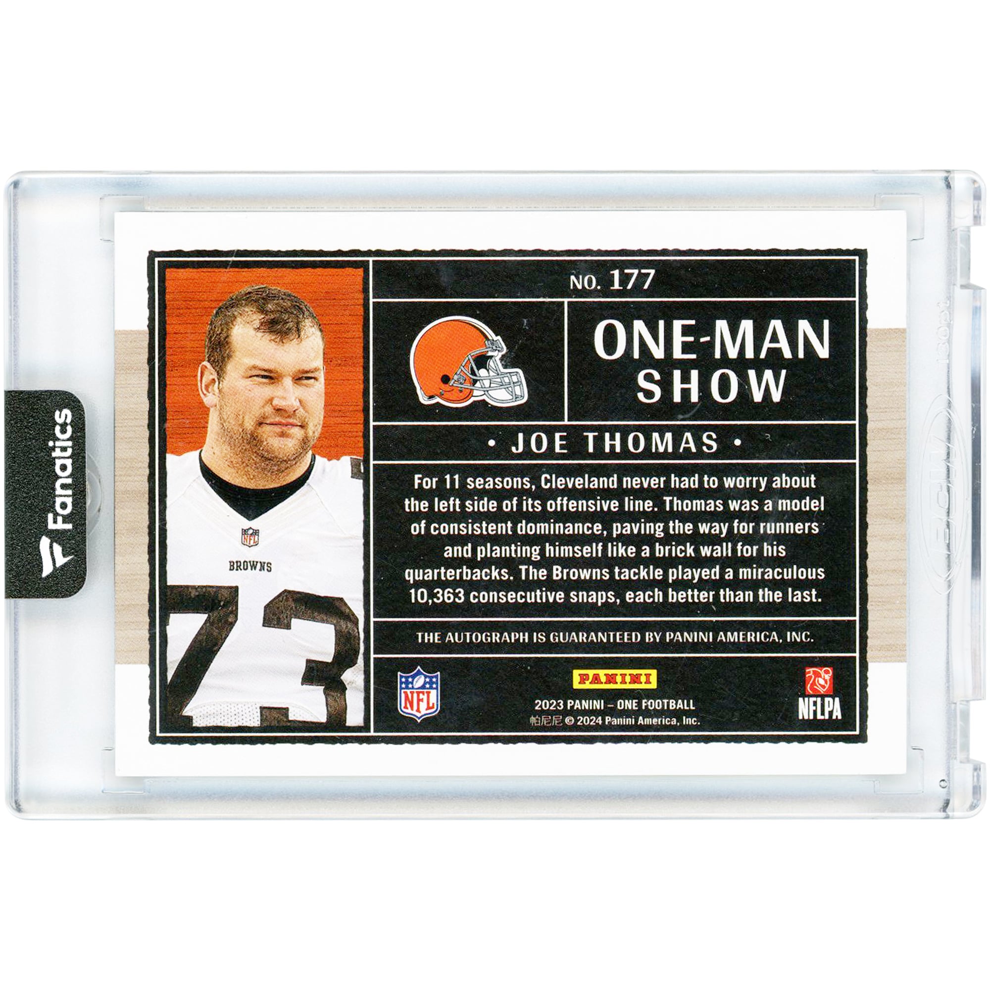 Joe Thomas Cleveland Browns Autographed 2023 Panini One Man Show #177 #20/25 Card