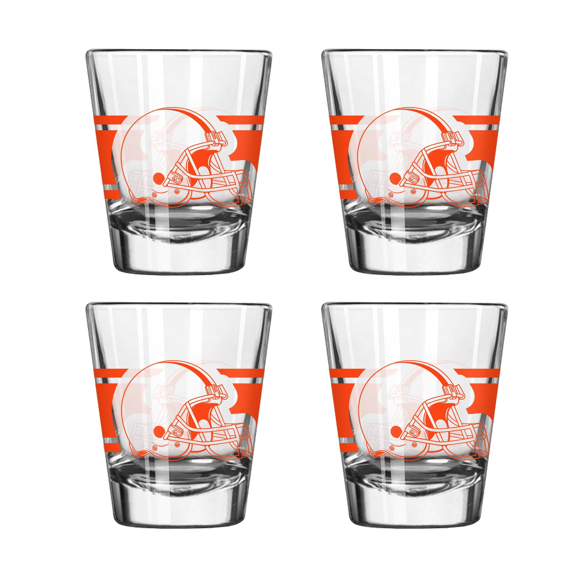 Logo Brands Cleveland Browns Four-Piece Stripe Shot Glass Set