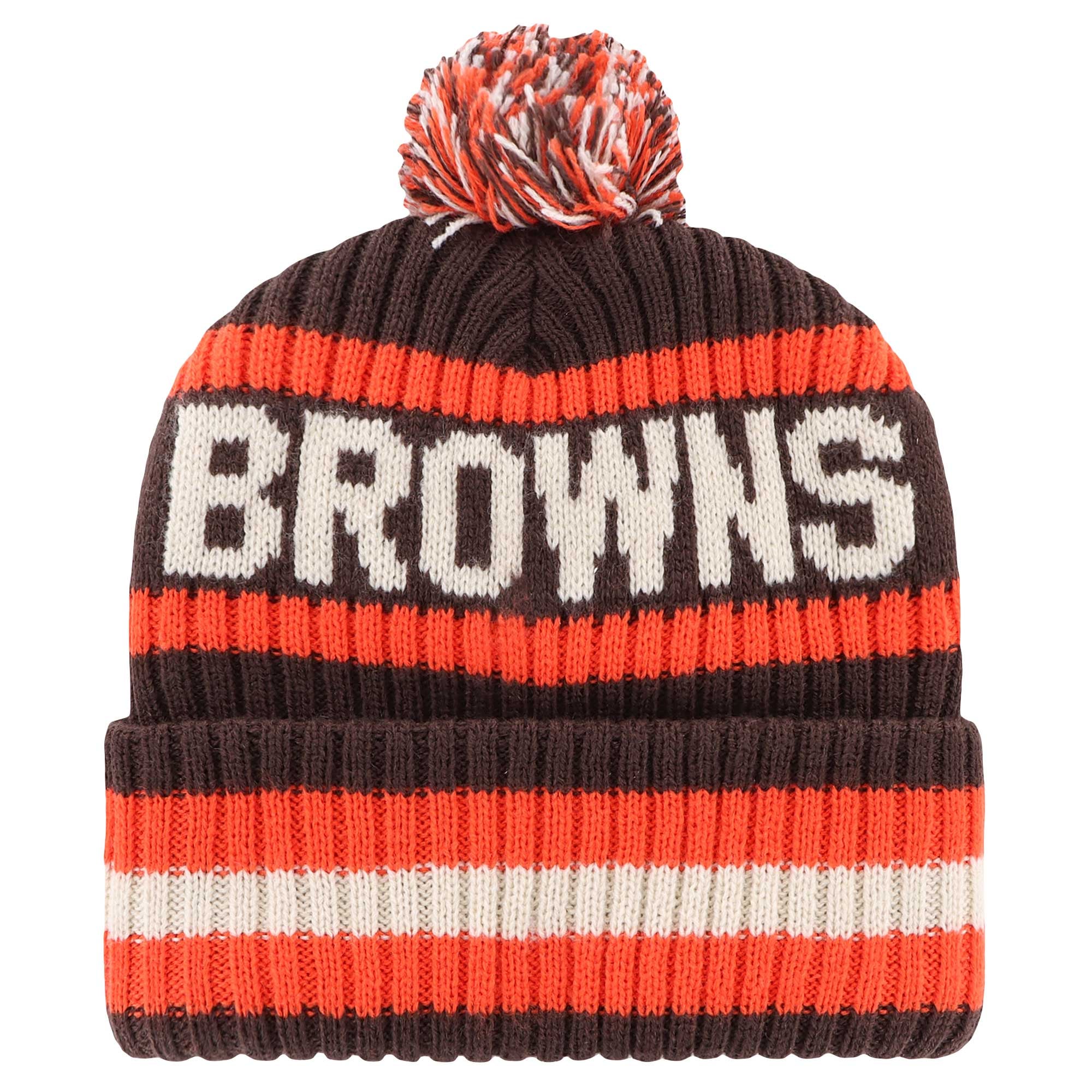 Bonnet à revers marron Cleveland Browns Bering pour homme, modèle 47, avec pompon