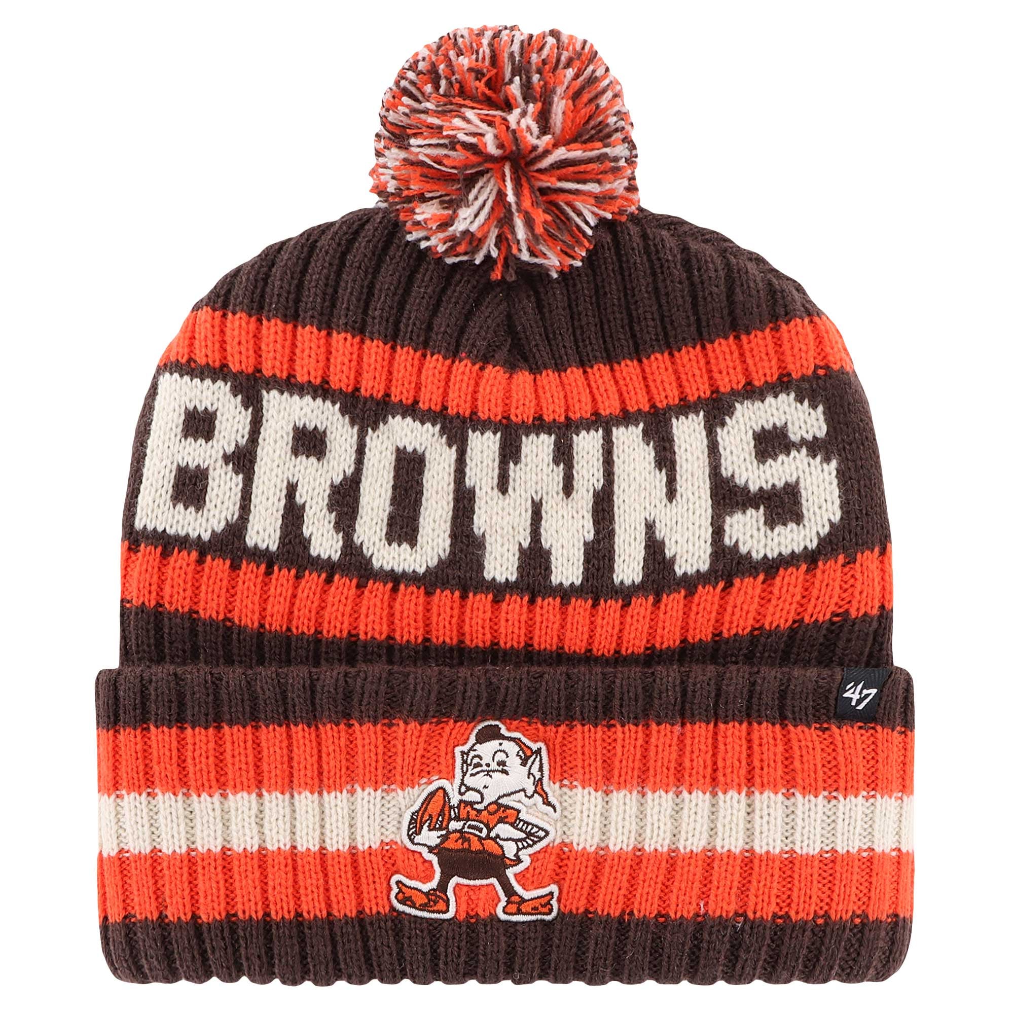Bonnet à revers marron Cleveland Browns Bering pour homme, modèle 47, avec pompon