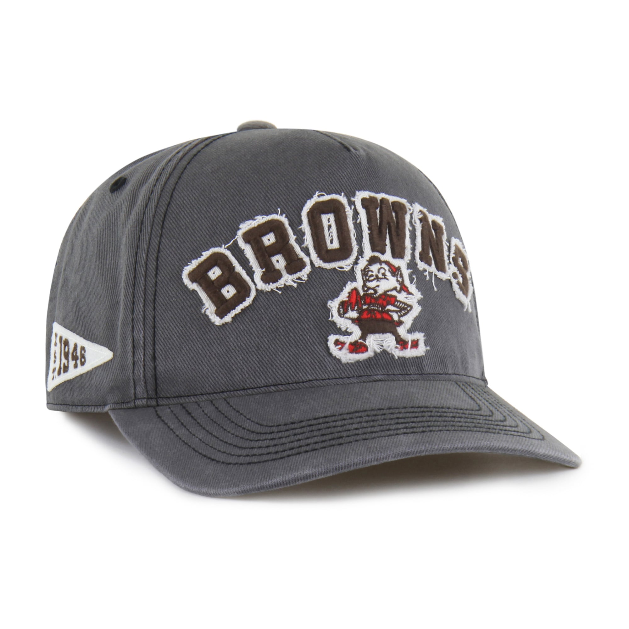Men's '47 Charcoal Cleveland Browns Throwback Calderwood Well Worn Hitch Adjustable Hat