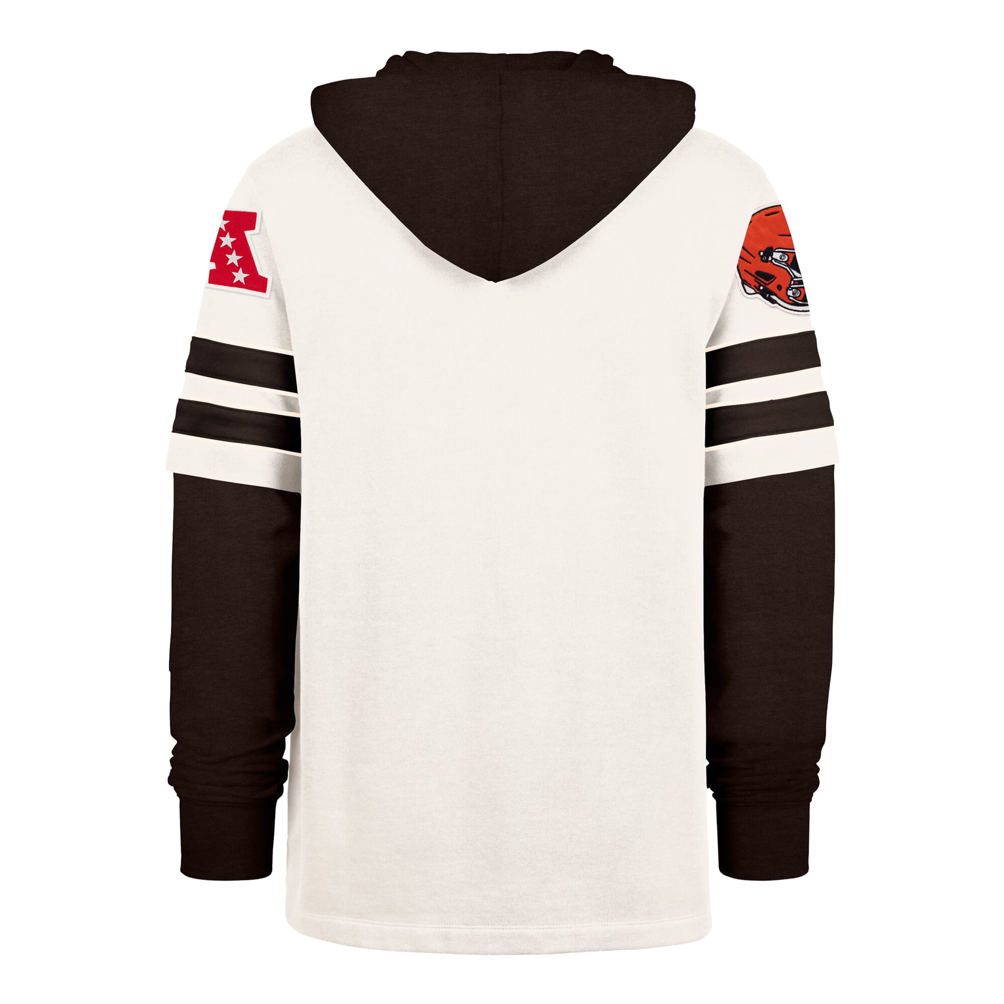 Men's '47  Cream Cleveland Browns Split Zone Cornerback Duo Lacer Hoodie