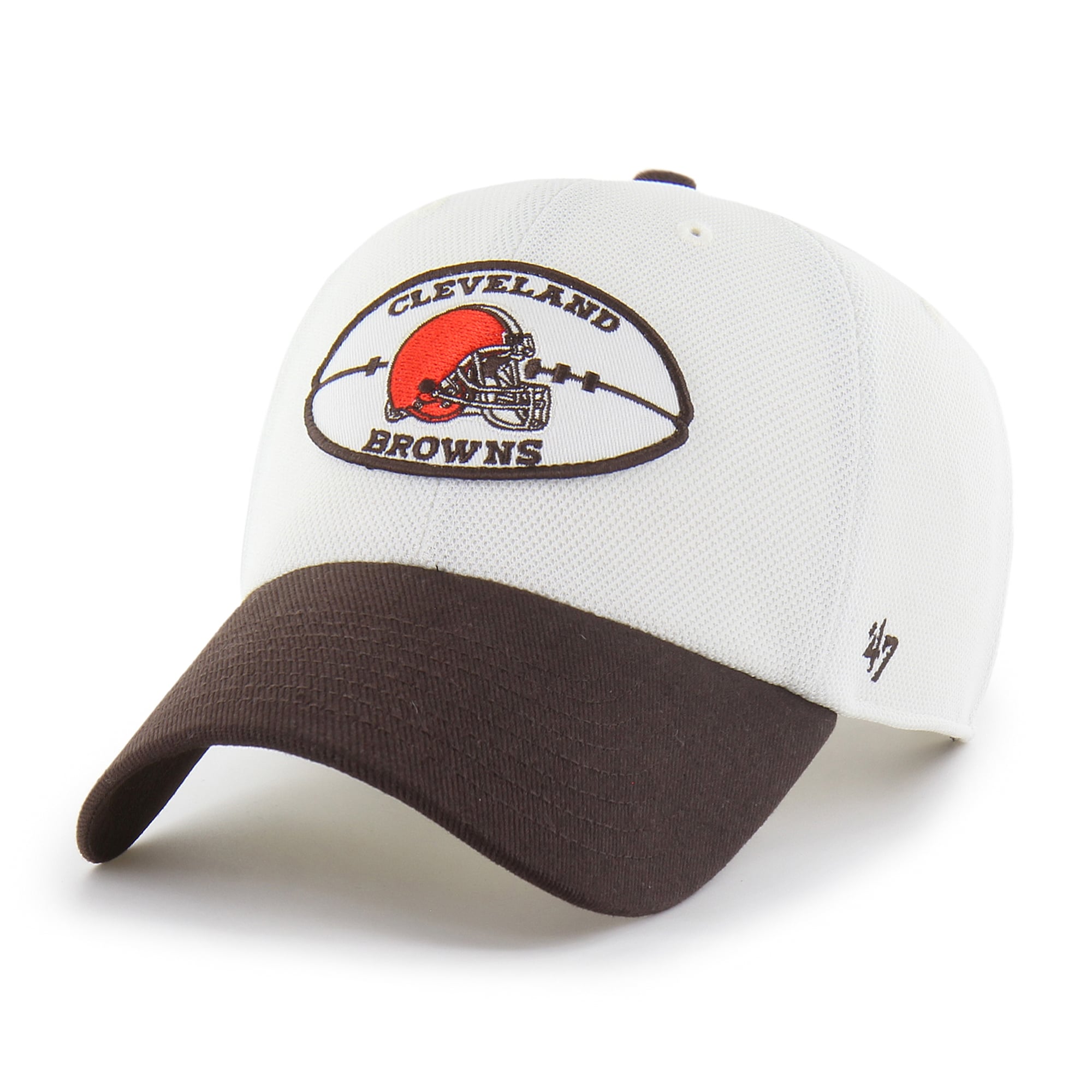 Men's '47 Cream/Brown Cleveland Browns Pique Patch Clean Up Adjustable Hat