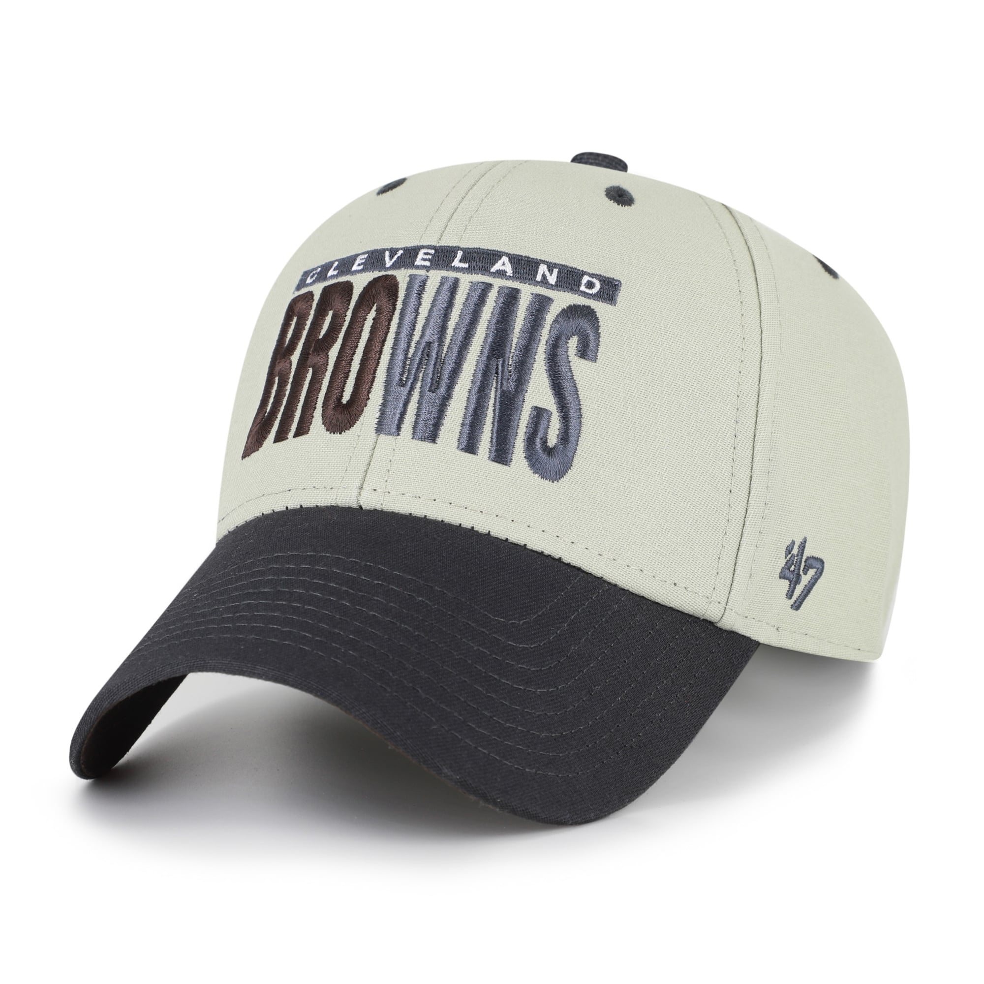Men's '47 Gray/Black Cleveland Browns Half Block Text MVP Adjustable Hat