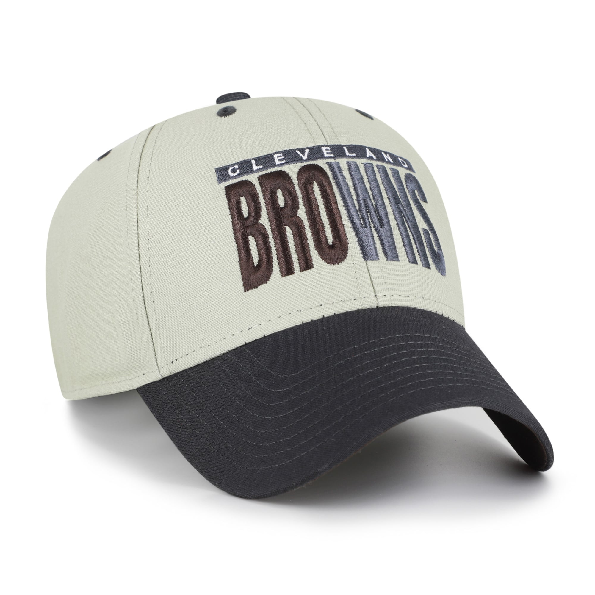 Men's '47 Gray/Black Cleveland Browns Half Block Text MVP Adjustable Hat