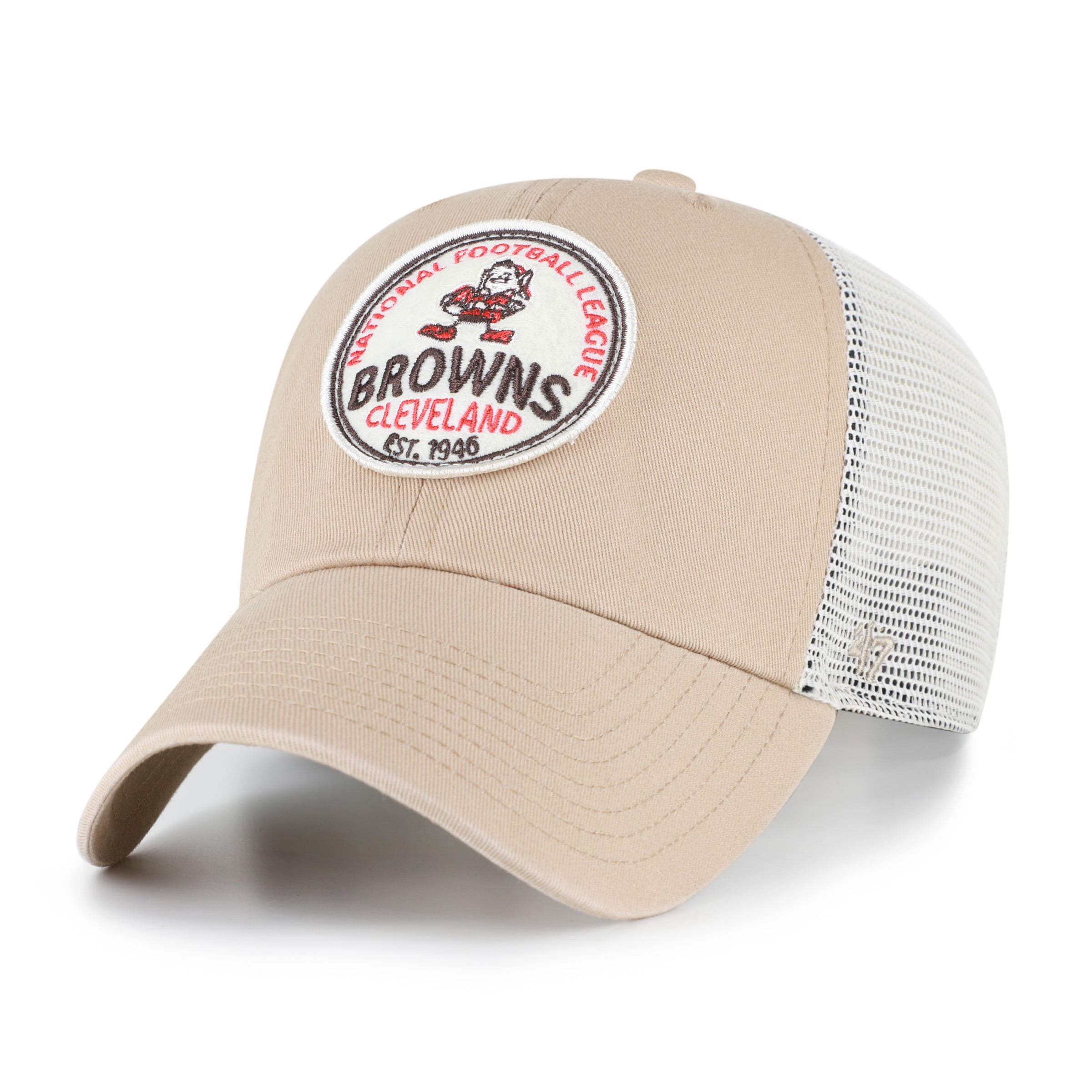 Men's '47 Khaki Cleveland Browns Throwback Felton Clean Up Adjustable Hat