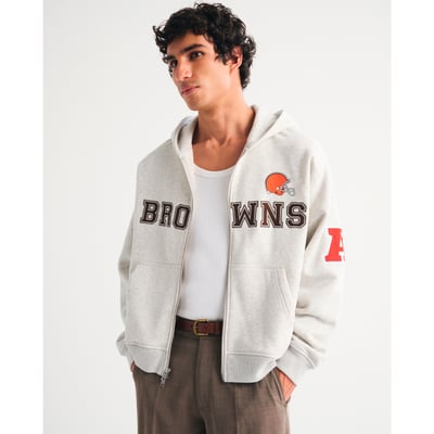 Cleveland Browns Abercrombie & Fitch  Fleece Full-Zip Hoodie - Gray