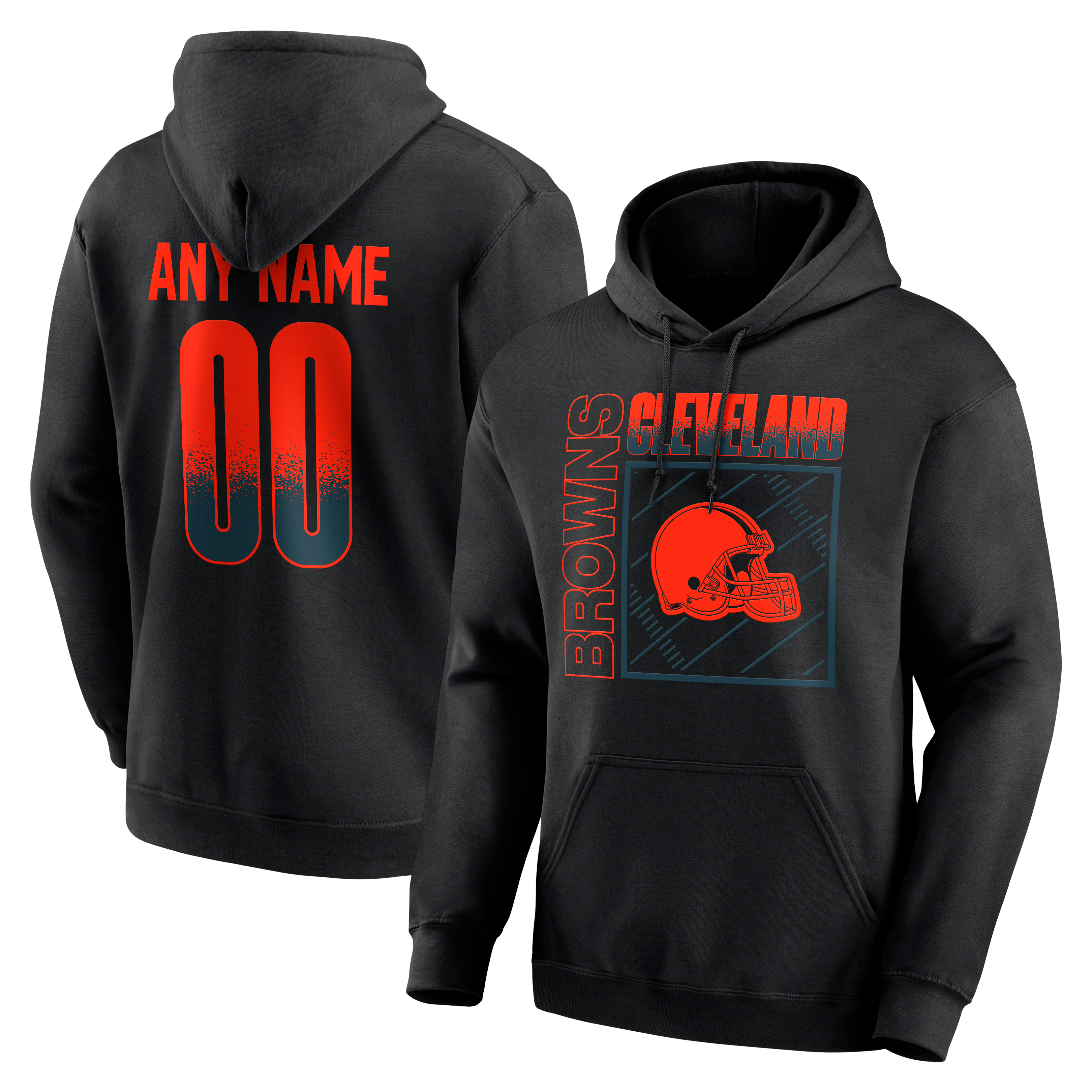 Men's Black Cleveland Browns Home Field Pop Personalized Name & Number Hoodie