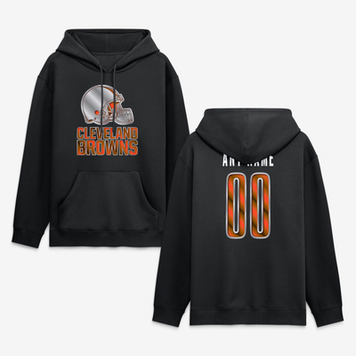 Cleveland Browns  Metallic Mascot Personalized Name & Number Hoodie - Black