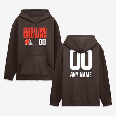 Cleveland Browns  Touchdown Wordmark Personalized Name & Number Hoodie - Brown
