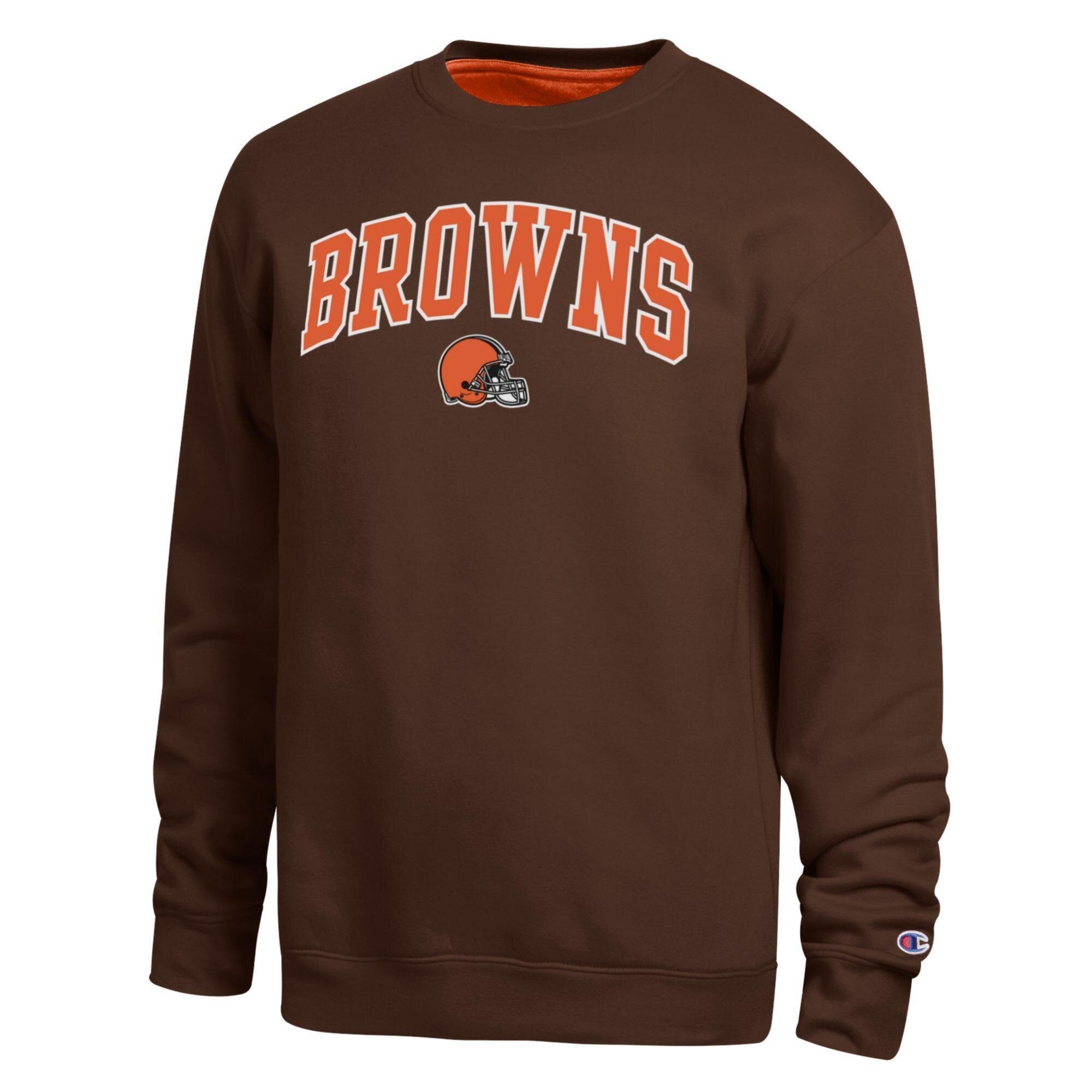 Sweat-shirt à doublure contrastée marron Champion Cleveland Browns pour homme