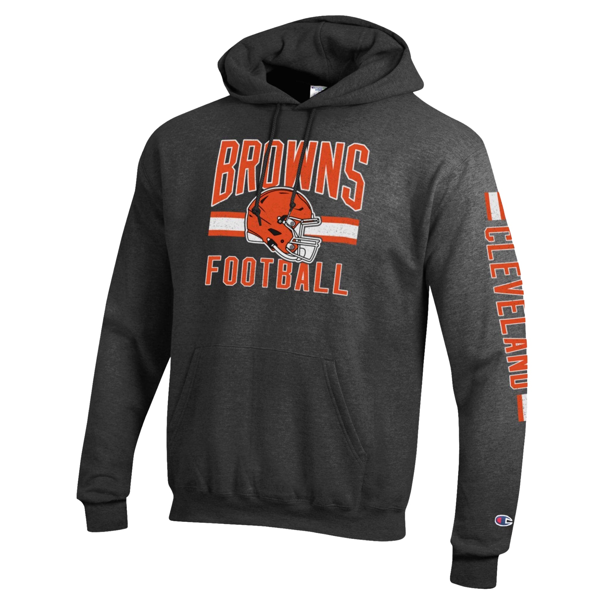 Sweat à capuche Champion Powerblend gris anthracite chiné Cleveland Browns pour homme