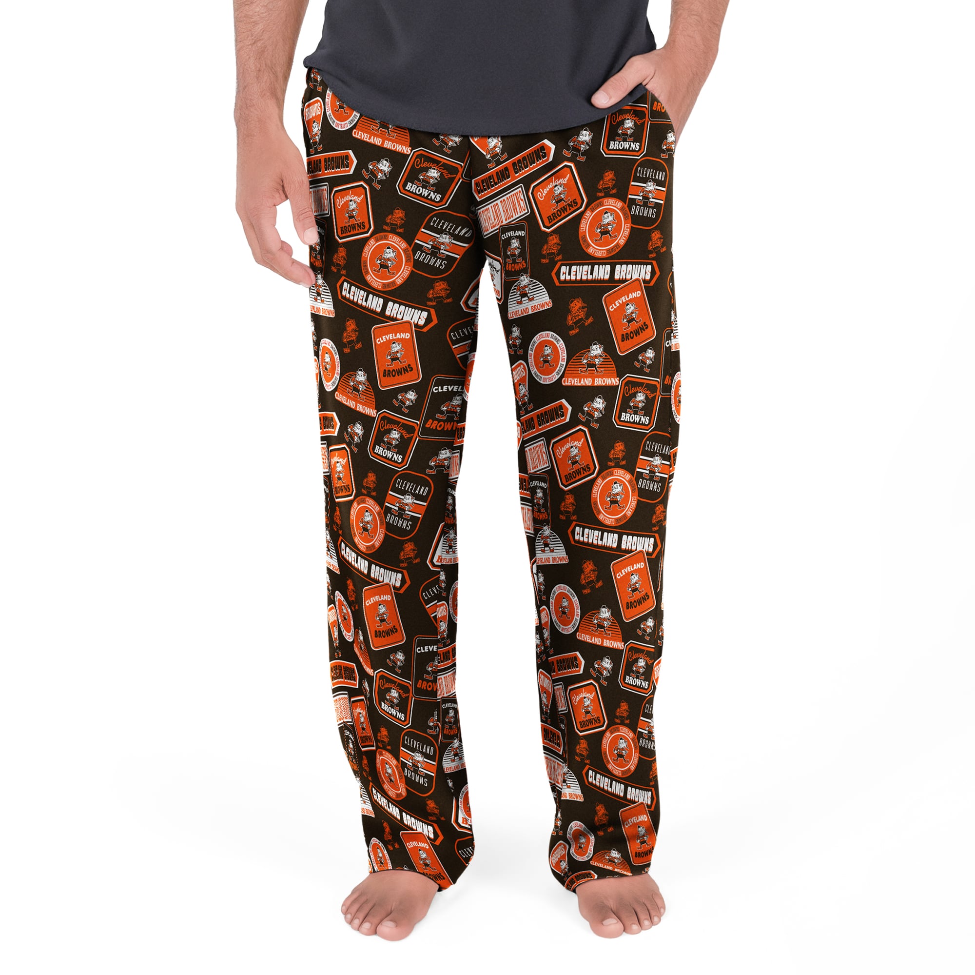Men's Concepts Sport Brown Cleveland Browns Throwback Logo Grady Sleep Pants