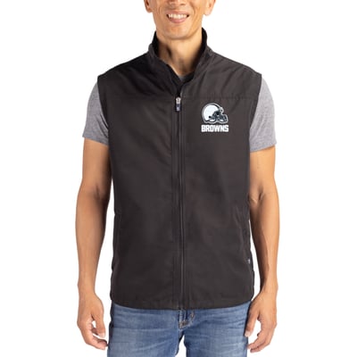  Cleveland Browns Cutter & Buck Charter Eco Recycled Full-Zip Vest - Black