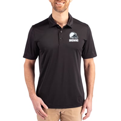 Cleveland Browns Cutter & Buck Prospect Eco Textured Stretch Recycled Polo - Black