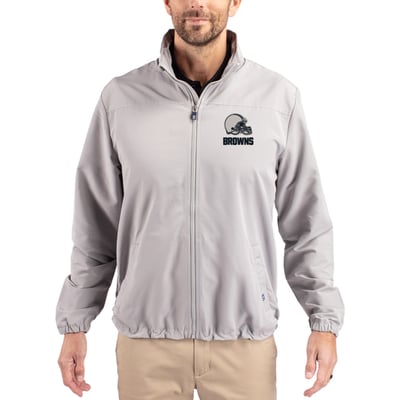  Cleveland Browns Cutter & Buck Charter Eco Recycled Full-Zip Hoodie Jacket - Gray