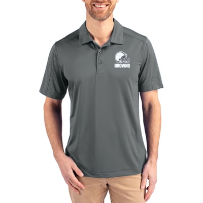 Cleveland Browns Cutter & Buck Prospect Eco Textured Stretch Recycled Polo - Gray