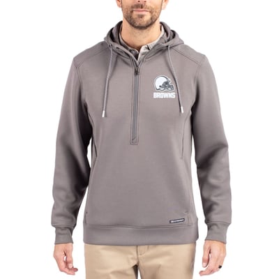  Cleveland Browns Cutter & Buck Roam Eco Recycled Half-Zip Pullover Hoodie - Gray