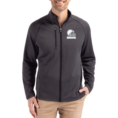  Cleveland Browns Cutter & Buck Peshastin Eco Fleece Recycled Full-Zip Jacket - Heather Black