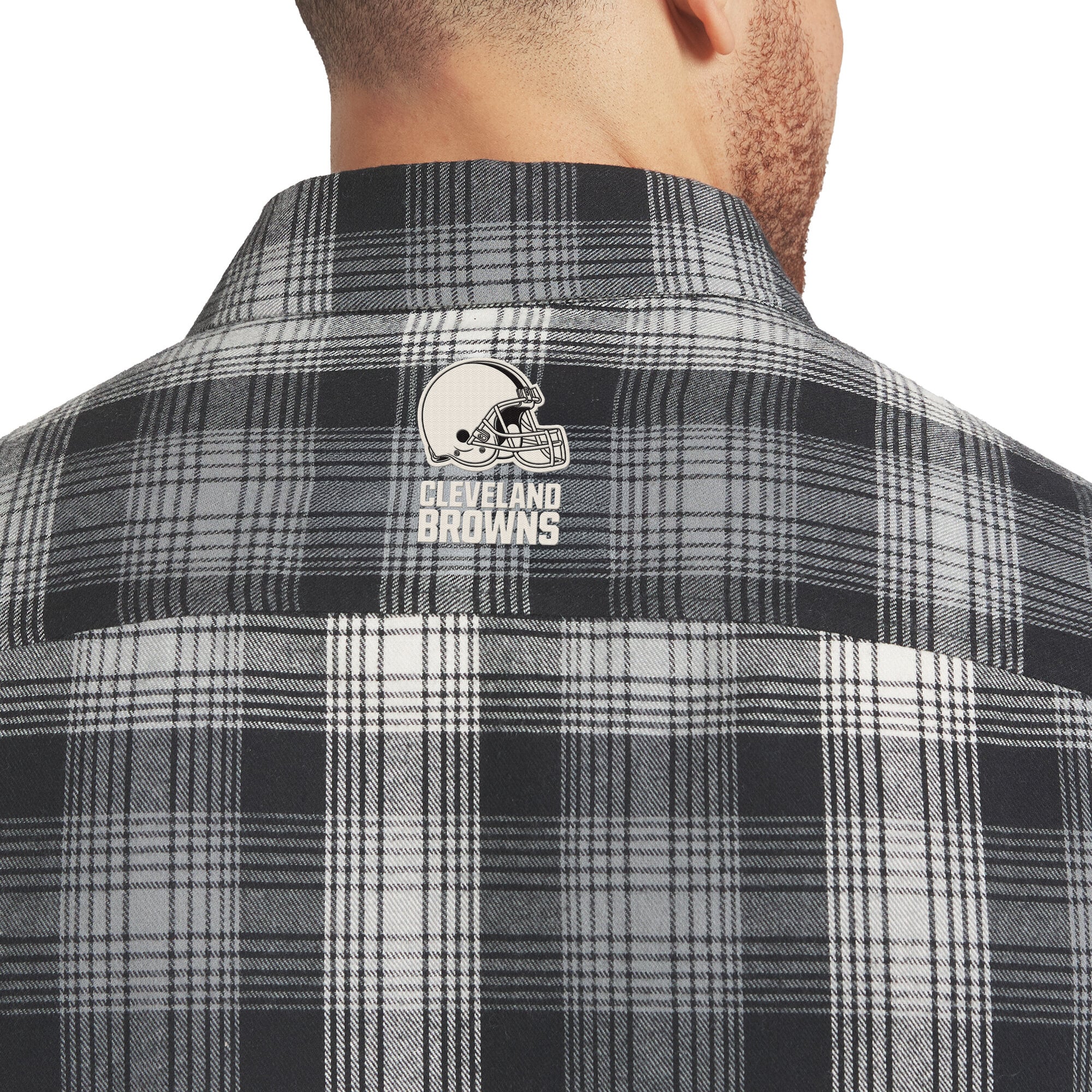 Men's Darius Rucker Collection by Fanatics Black Cleveland Browns Flannel Plaid Long Sleeve Button Up Shirt