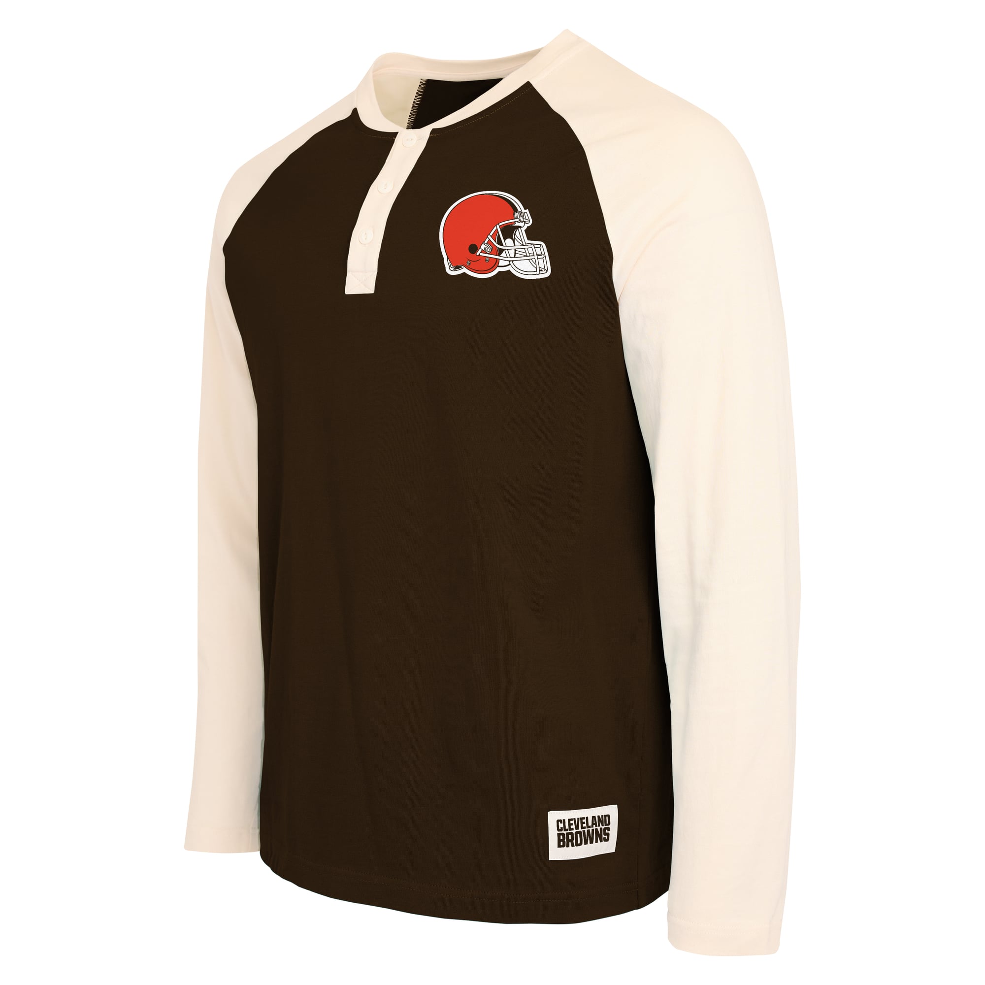 Men's Darius Rucker Collection by Fanatics Brown/Cream Cleveland Browns Henley Long Sleeve T-Shirt