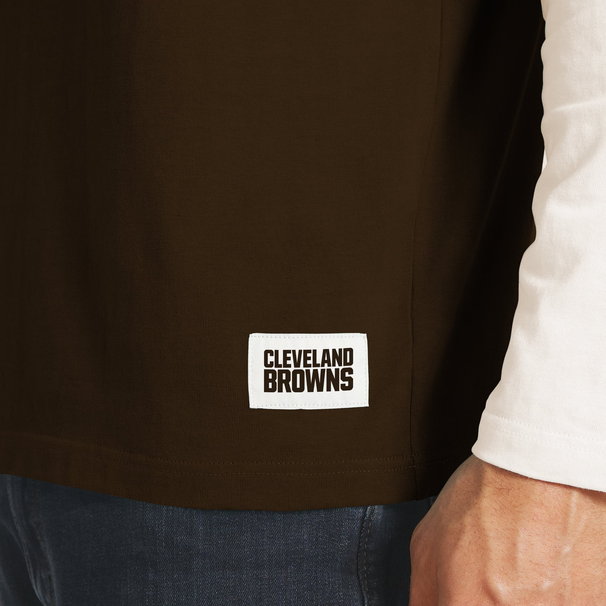Men's Darius Rucker Collection by Fanatics Brown/Cream Cleveland Browns Henley Long Sleeve T-Shirt