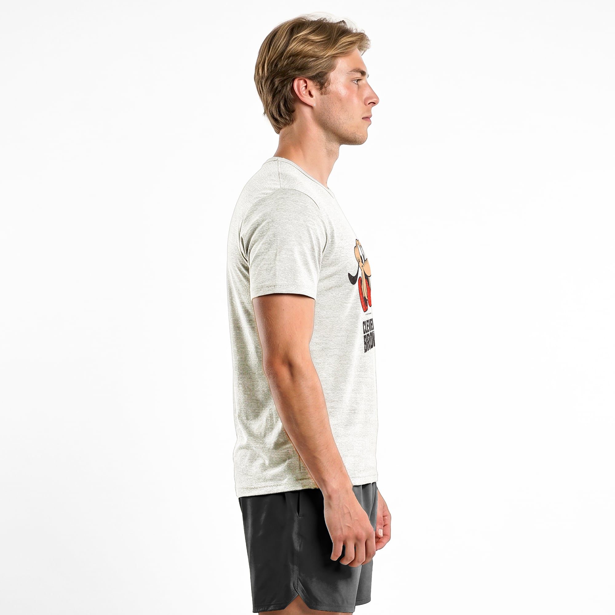 Men's Disney x Champion Cream Cleveland Browns Pluto Tri-Blend T-Shirt