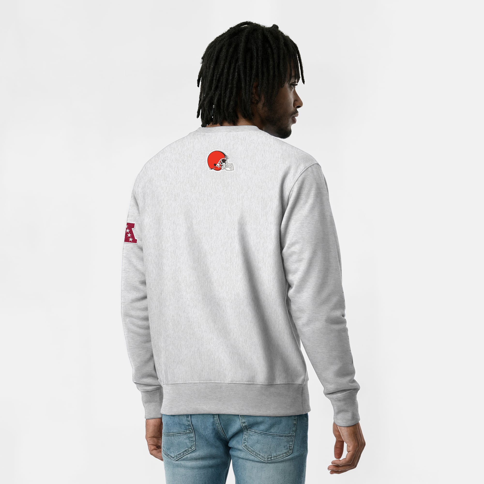 Men's Disney x Champion Heather Gray Cleveland Browns Pluto Reverse Weave Sweatshirt