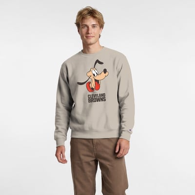 Cleveland Browns Disney x Champion Pluto Powerblend Sweatshirt - Oatmeal