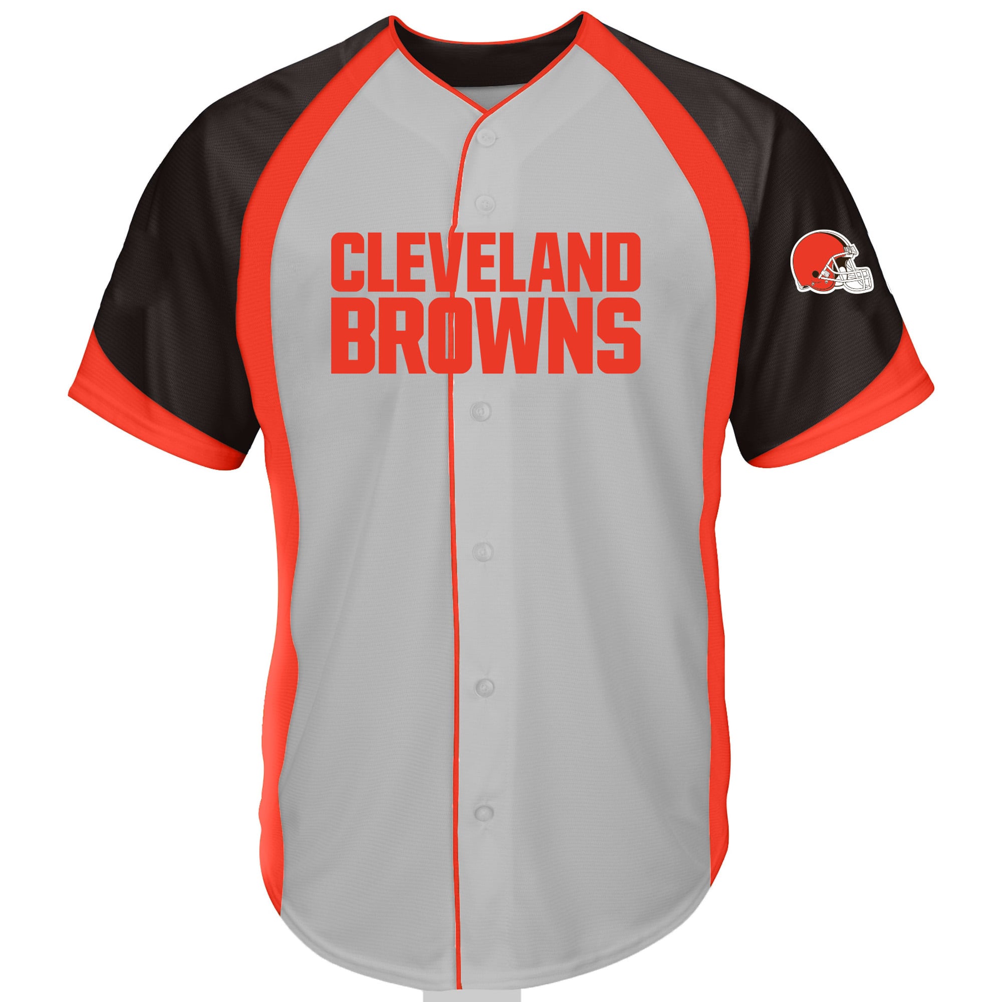 Men's Fanatics Gray Cleveland Browns Big & Tall Button-Up Raglan Fashion Top