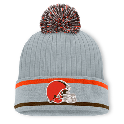 Cleveland Browns Fanatics Fissure Cuffed Knit Hat with Pom - Gray