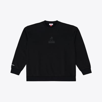 Cleveland Browns Mitchell & Ness Core Essentials Micro Logo Fleece Sweatshirt - Black
