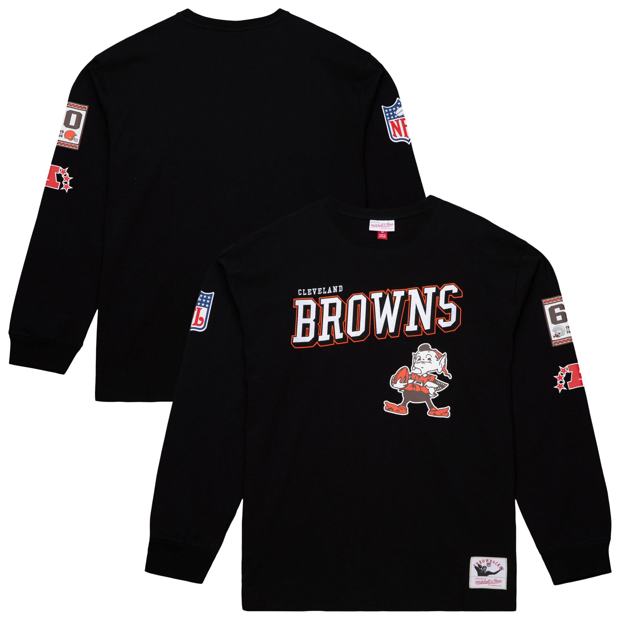 Men's Mitchell & Ness  Black Cleveland Browns Training Camp Vintage Logos Long Sleeve T-Shirt