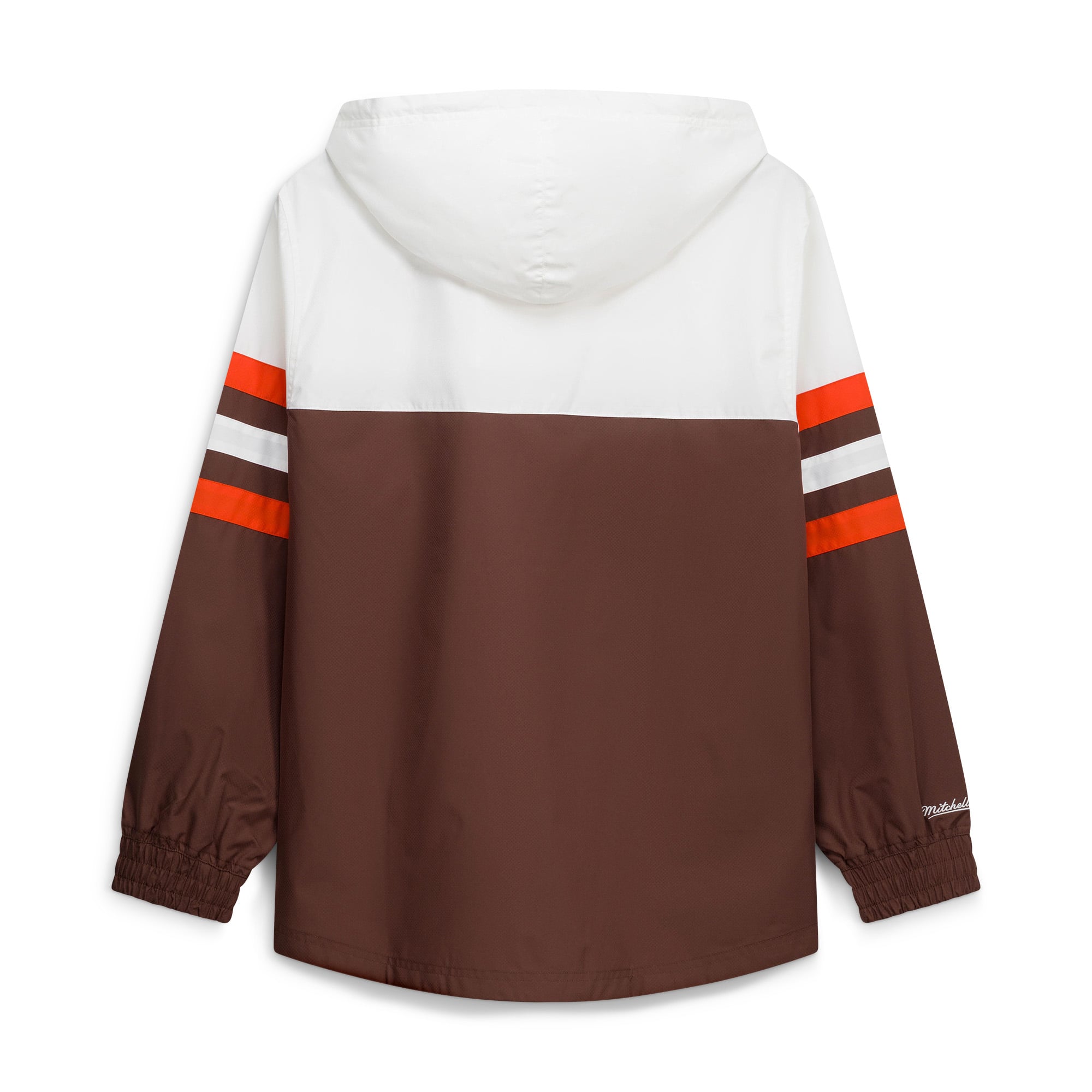 Men's Mitchell & Ness Brown Cleveland Browns Head Coach Anorak Quarter-Zip Windbreaker Jacket
