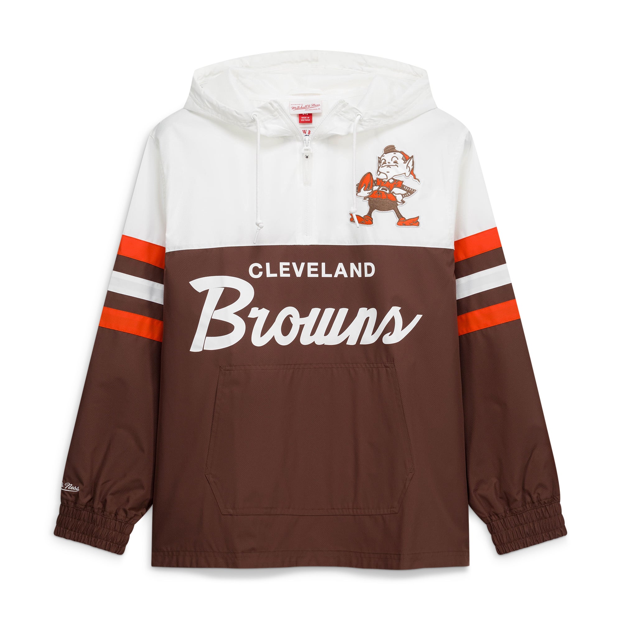 Men's Mitchell & Ness  Brown Cleveland Browns Head Coach Anorak Quarter-Zip Windbreaker Jacket