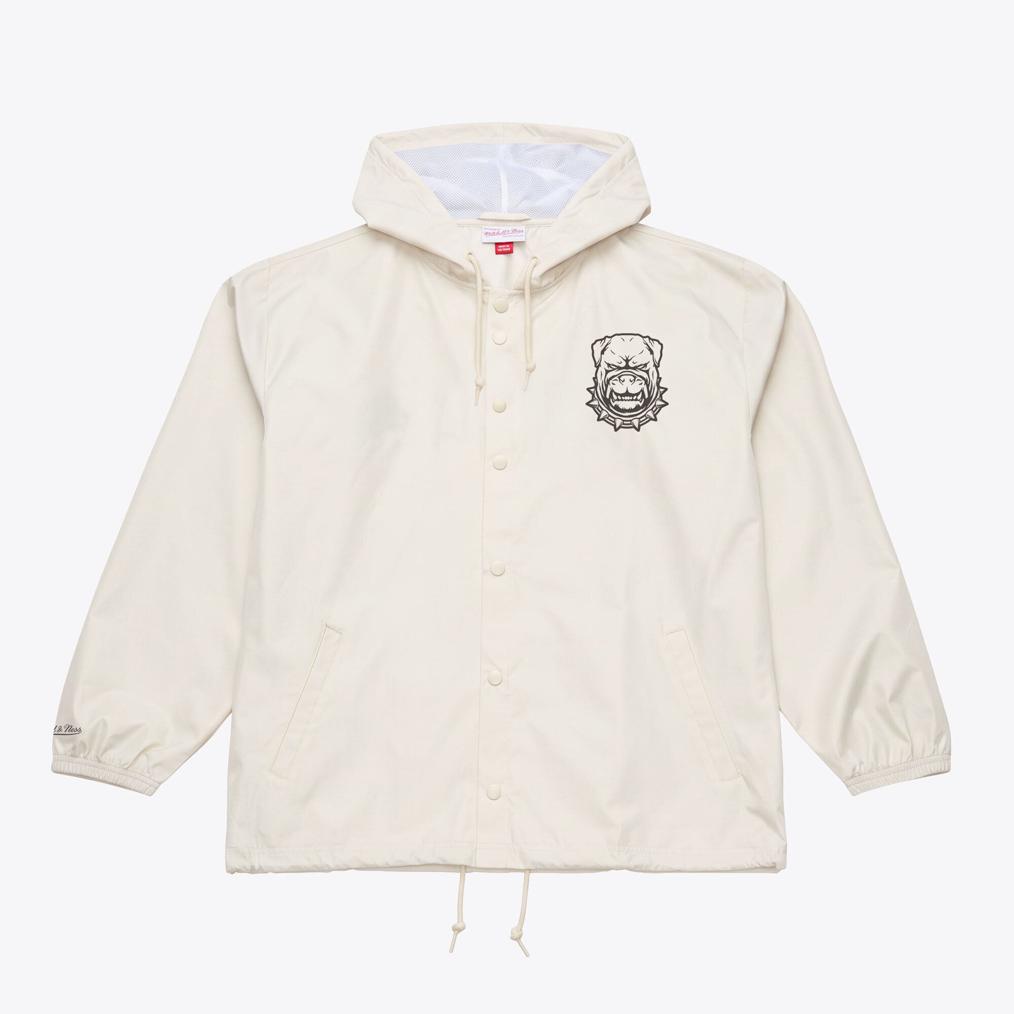 Men's Mitchell & Ness  Cream Cleveland Browns Beware of the Dawgs Coaches Hooded Jacket